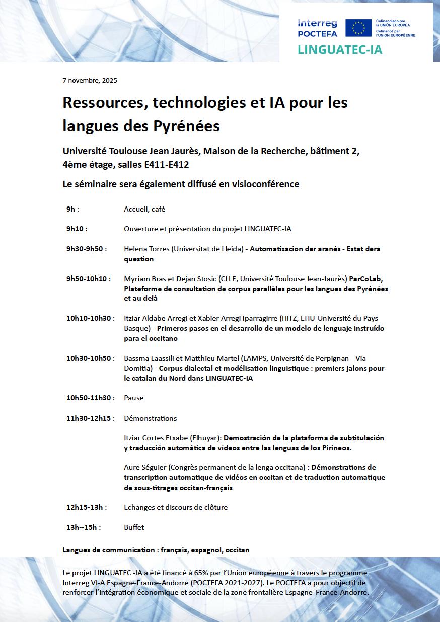 Programme Séminaire Transfrontalier LINGUATEC-IA